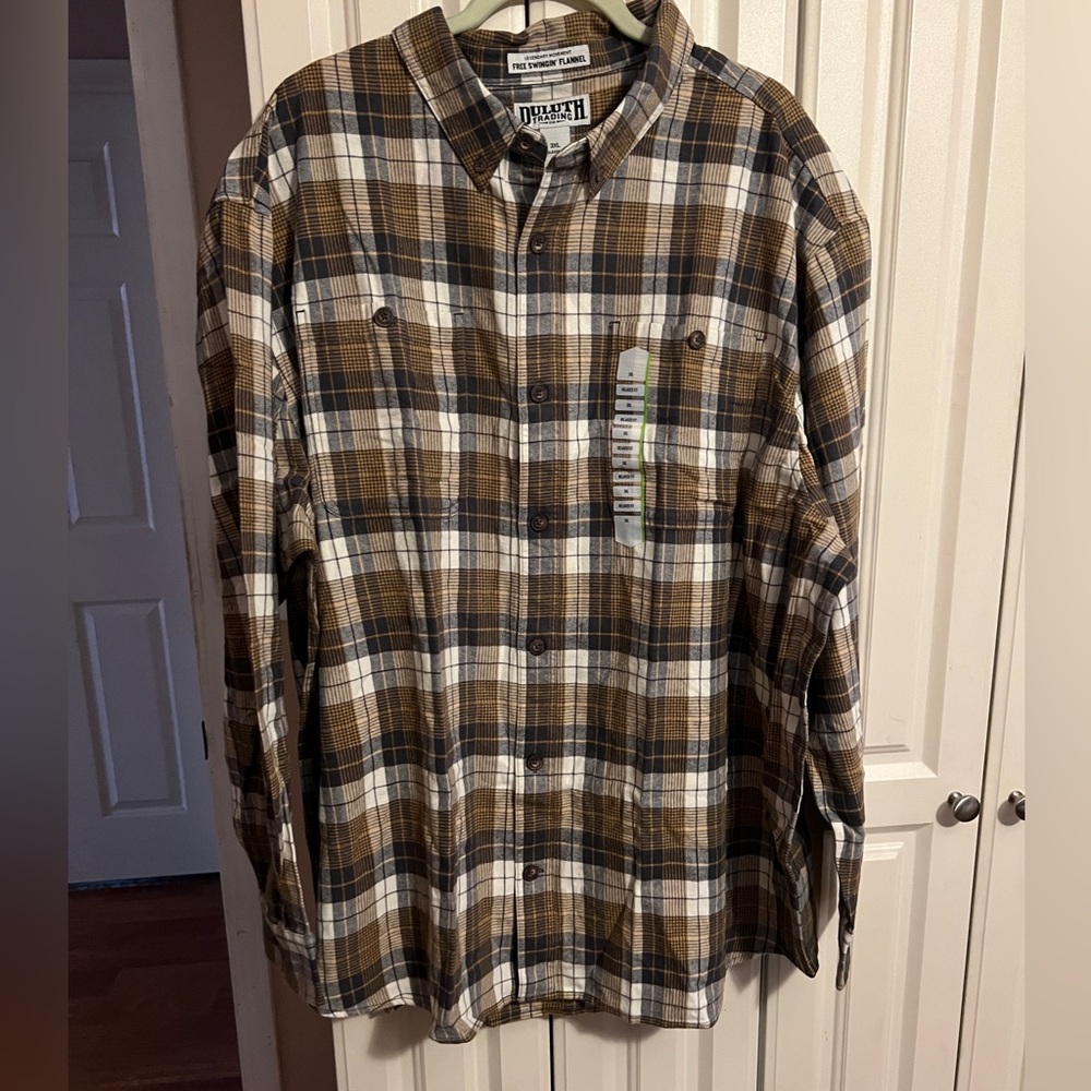 Duluth Free Swingin Fannel in Brown Plaid - Relaxed Fit Size 3XL NWT